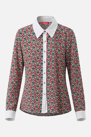Camicia FIORENZA m/l stampa geometrica