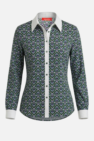 Camicia FIORENZA m/l stampa geometrica