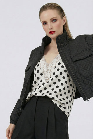 Polka dot COLETTE top with lace