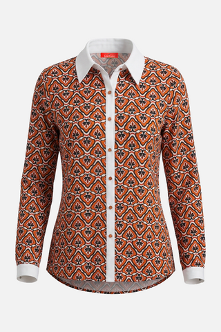 Camicia FIORENZA m/l stampa geometrica