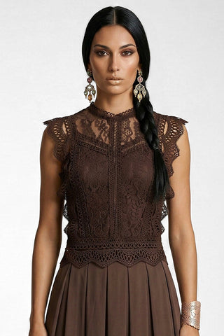 Top in pizzo CHARIX con balze