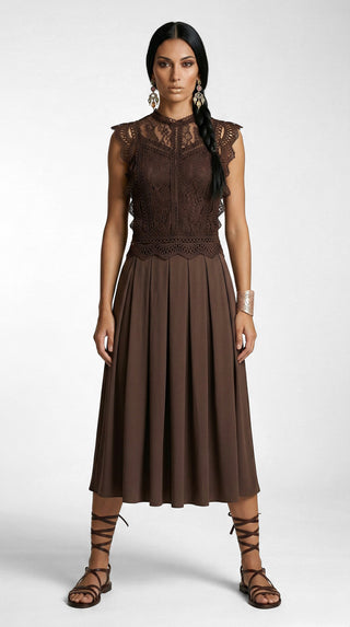 Top in pizzo CHARIX con balze