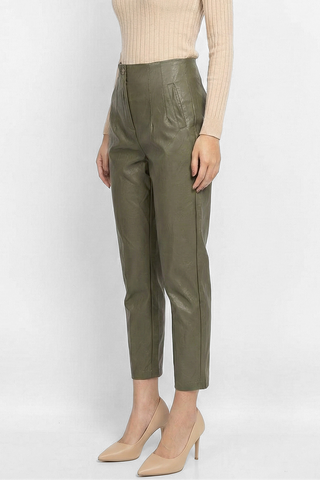 AGONGES High-waisted Faux Leather Trousers