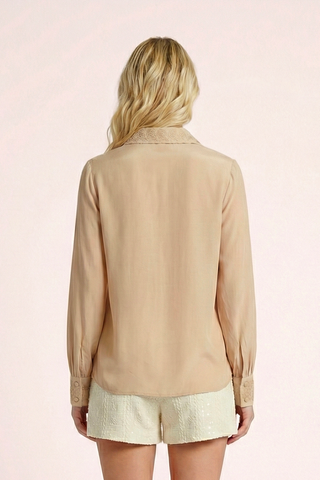 Camicia MIRABELLE m/l con polsini ricamati