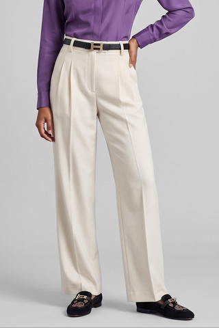 Pantalone donna fluido AMBRA gamba larga con pinces
