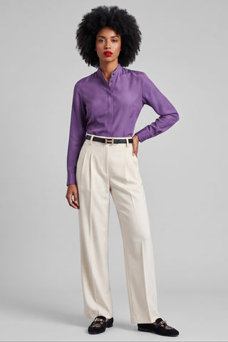 Pantalone donna fluido AMBRA gamba larga con pinces