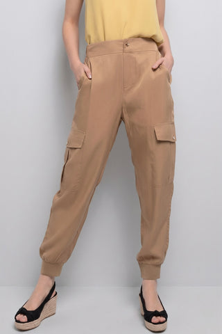 Pantaloni donna MANDY cargo in lyocell con elastico sul retro - immagine 3