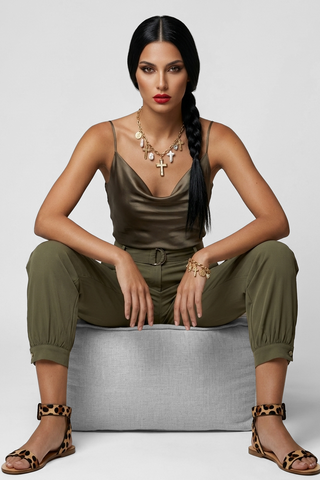 Pantaloni donna JUSTINE cargo in lyocell - immagine 7