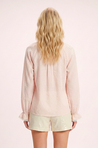 Camicia CALLUNE m/l con volant e bottoni gioiello