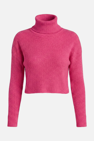 Maglia donna a costine cropped NANCY a collo alto