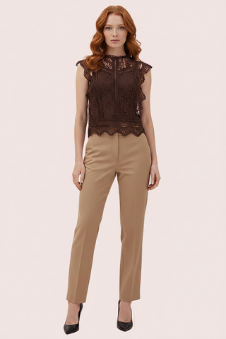 Top in pizzo CHARIX con balze