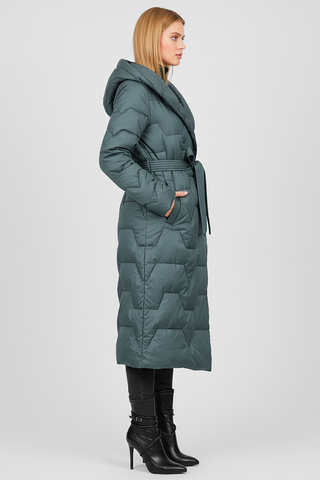 JESSY 3/4 Down Jacket with Hood and Belt