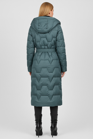 JESSY 3/4 Down Jacket with Hood and Belt