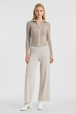 Cardigan a costine ALISSAS con zip e taschini