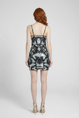 AMELIE mini dress with geometric print and sequins