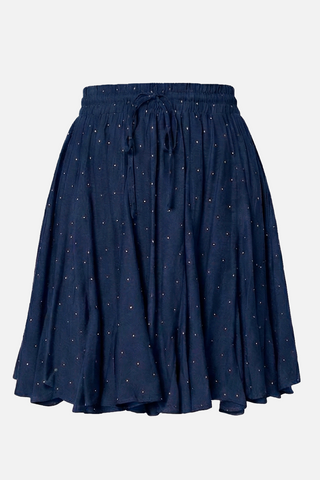 Gonna corta JOSETTE plissè e micro strass argento