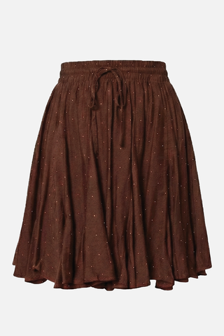 Gonna corta JOSETTE plissè e micro strass argento