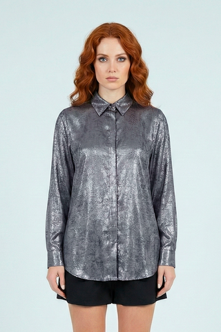 Camicia BRIGITTE m/l effetto metallizzato