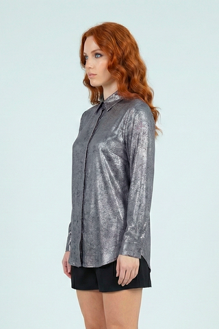 Camicia BRIGITTE m/l effetto metallizzato