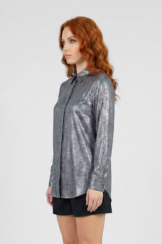 Metallic effect long-sleeve BRIGITTE shirt