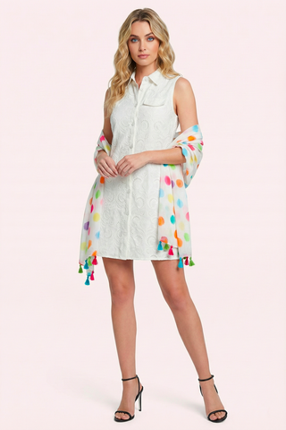 Foulard LUMIERE viscosa e cotone con nappine