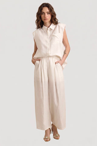 Coordinato CLARENCE completo di camicia e pantalone misto viscosa e lino - immagine 3