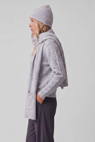 Cardigan donna NELLY 3 pezzi in maglia cardigan sciarpa con tasche e berretto