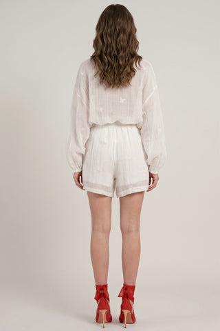 Coordinato SIBILLE completo camicia e shorts con ricami farfalle in viscosa - immagine 4
