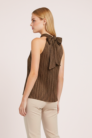 CHANAY top with metallic threads and bow at the neck