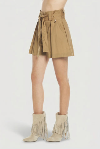 Shorts donna Relish ARAUJO in cotone vita alta a pieghe con cintura fiocco sh - immagine 3