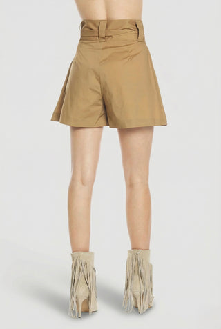 Shorts donna Relish ARAUJO in cotone vita alta a pieghe con cintura fiocco sh - immagine 4