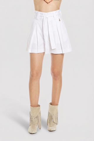 Shorts donna Relish ARAUJO in cotone vita alta a pieghe con cintura fiocco sh - immagine 7