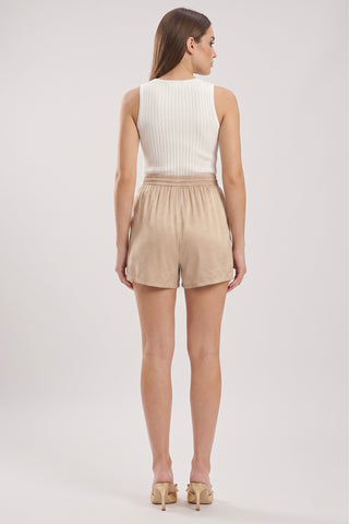 Shorts FRANCOISE elastici in vita con coulisse e tasche - immagine 5