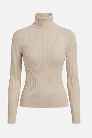 VOGUE high neck ribbed long-sleeved top