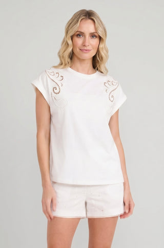 T-shirt ANTIGONE con motivi ricamati in cotone - immagine 2