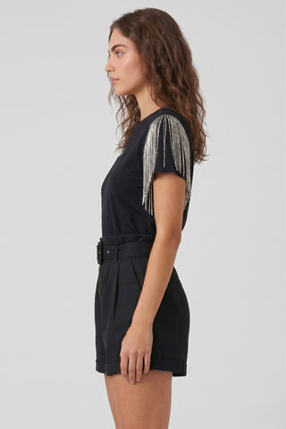 T-shirt in cotone LOU con frange di micro paillettes - immagine 3