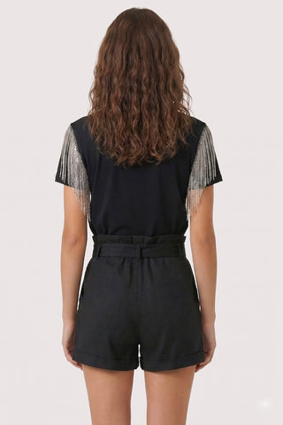 T-shirt in cotone LOU con frange di micro paillettes - immagine 4
