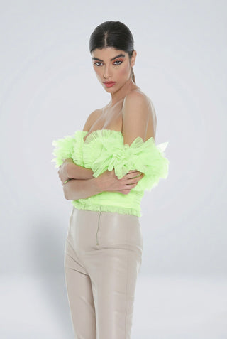 Top bustier Relish ELIF in tulle con maxi volant rouches e corpetto - immagine 3