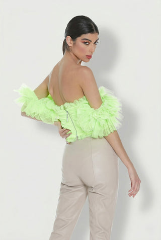 Top bustier Relish ELIF in tulle con maxi volant rouches e corpetto - immagine 4
