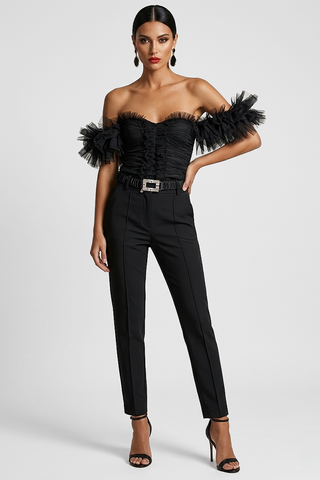 Top bustier Relish ELIF in tulle con maxi volant rouches e corpetto - immagine 5