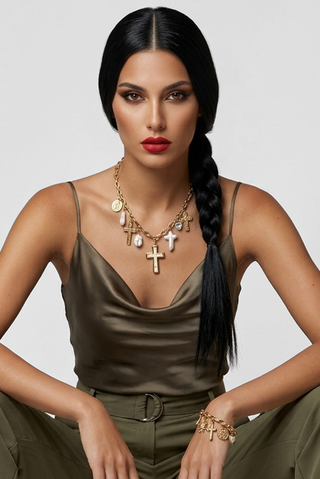 Top donna Relish  FLAMM in viscosa fluida con scollo morbido sh