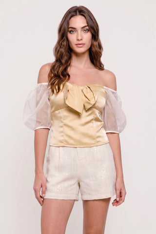 Top MILA con maniche a sbuffo in tulle - immagine 3