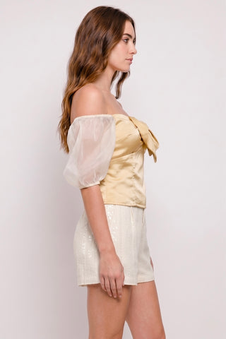 Top MILA con maniche a sbuffo in tulle - immagine 4
