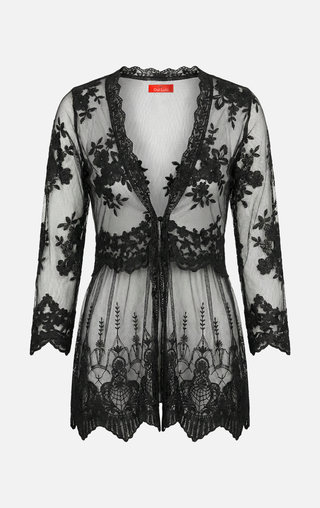 Camicia HARPER in pizzo m/l con ricami floreali