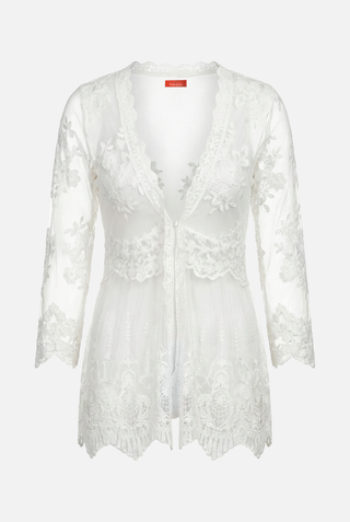 Camicia HARPER in pizzo m/l con ricami floreali