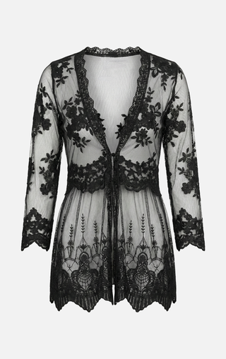 HARPER lace long-sleeved shirt with floral embroidery