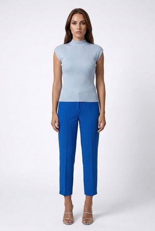Maglia donna GERARDINE manica media in lurex sottile raffinata con spalle strutturate versatile da sola o sotto blazer carta da zucchero argento Oui Lulù