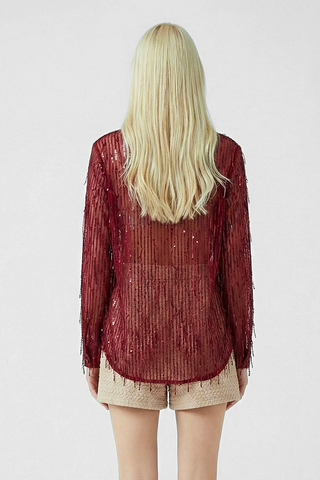DOMINIQUE L/S shirt with sequin threads