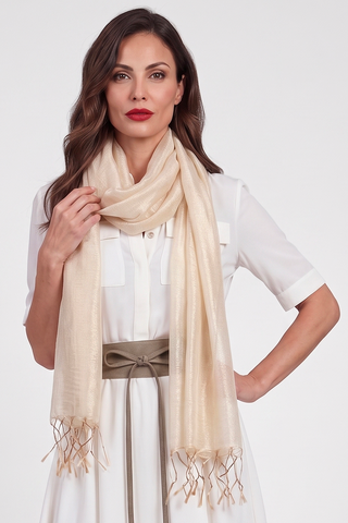 Stola ESSENCE in cotone e seta con frange
