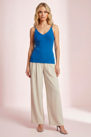 Ribbed VIVIANE top with chain straps